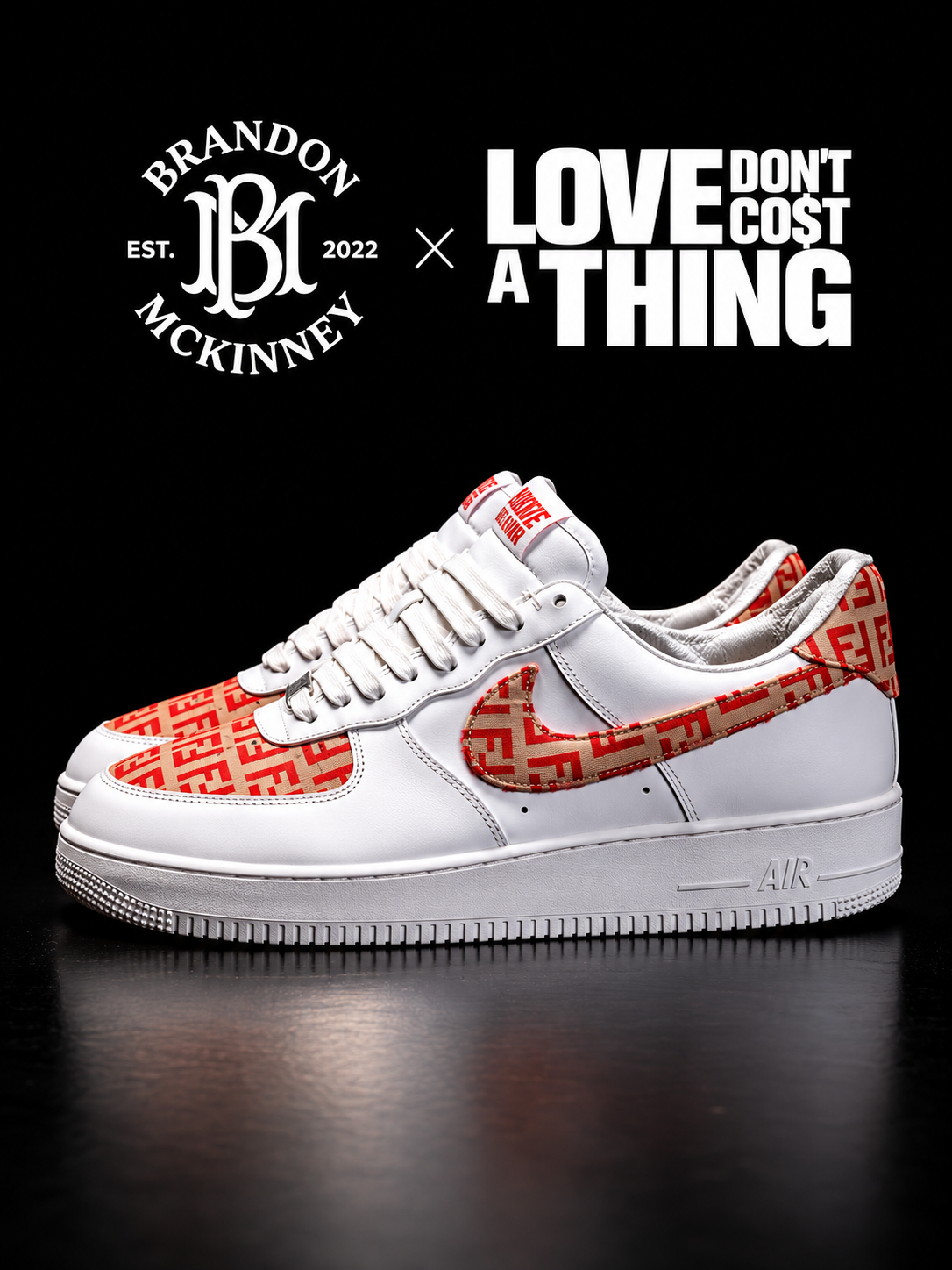 Brandon McKinney x Love Don't Cost a Thing AF1 black studio promotional cover